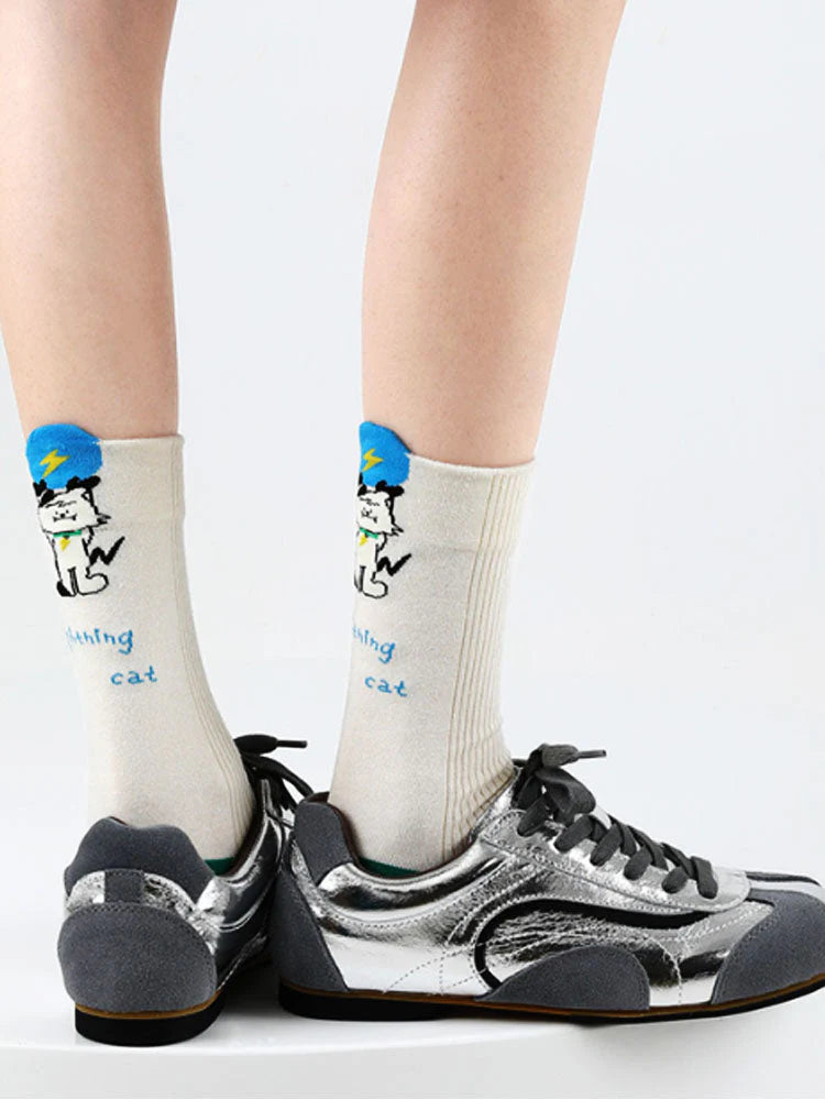 Cute Cartoon Kitty Mid-Calf Socks H992