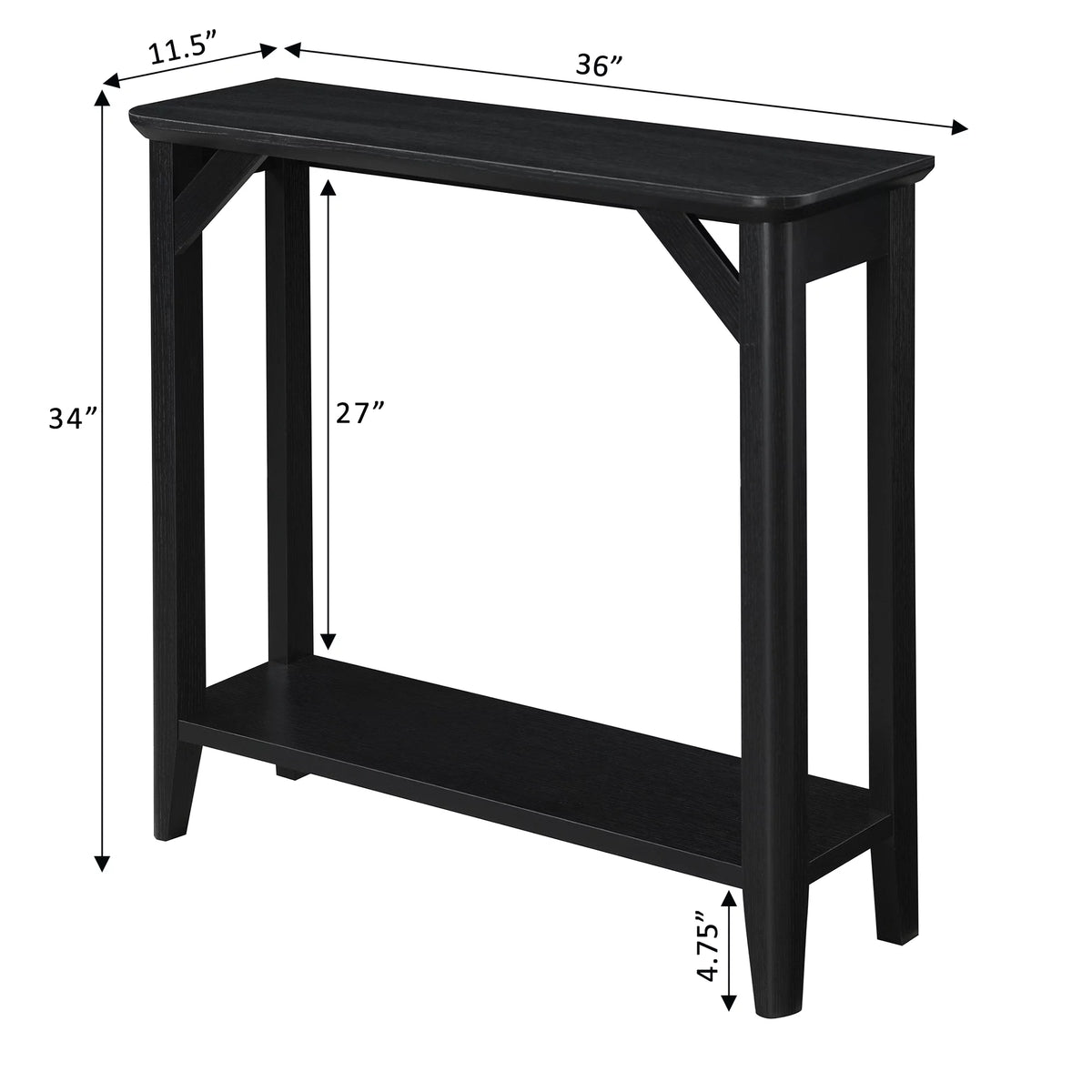 Black Hall Table with Shelf Q25396
