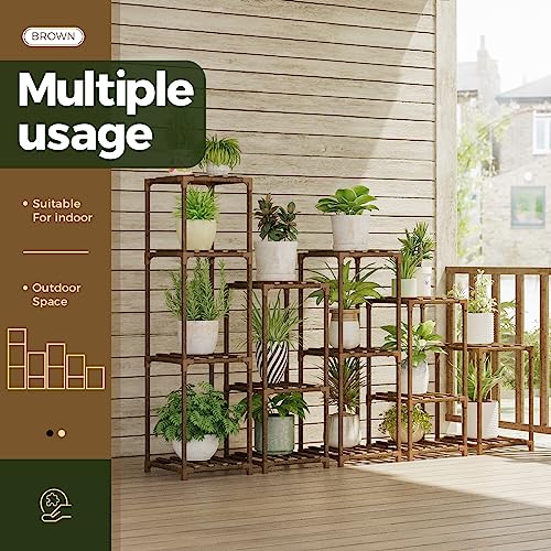 4 Sets Wooden Plant Stands K6650