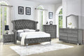 Gray Velvet Queen Size 6Pc Bedroom Furniture Set A426