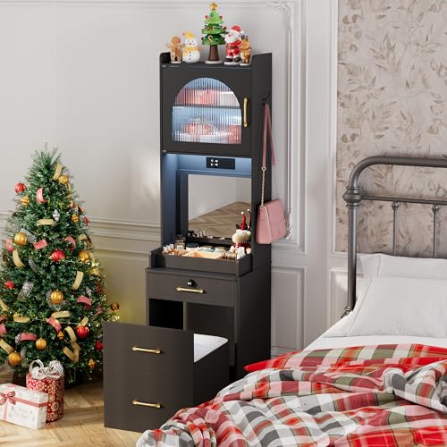 Vanity Desk with Lighted Mirror and Stool D927089