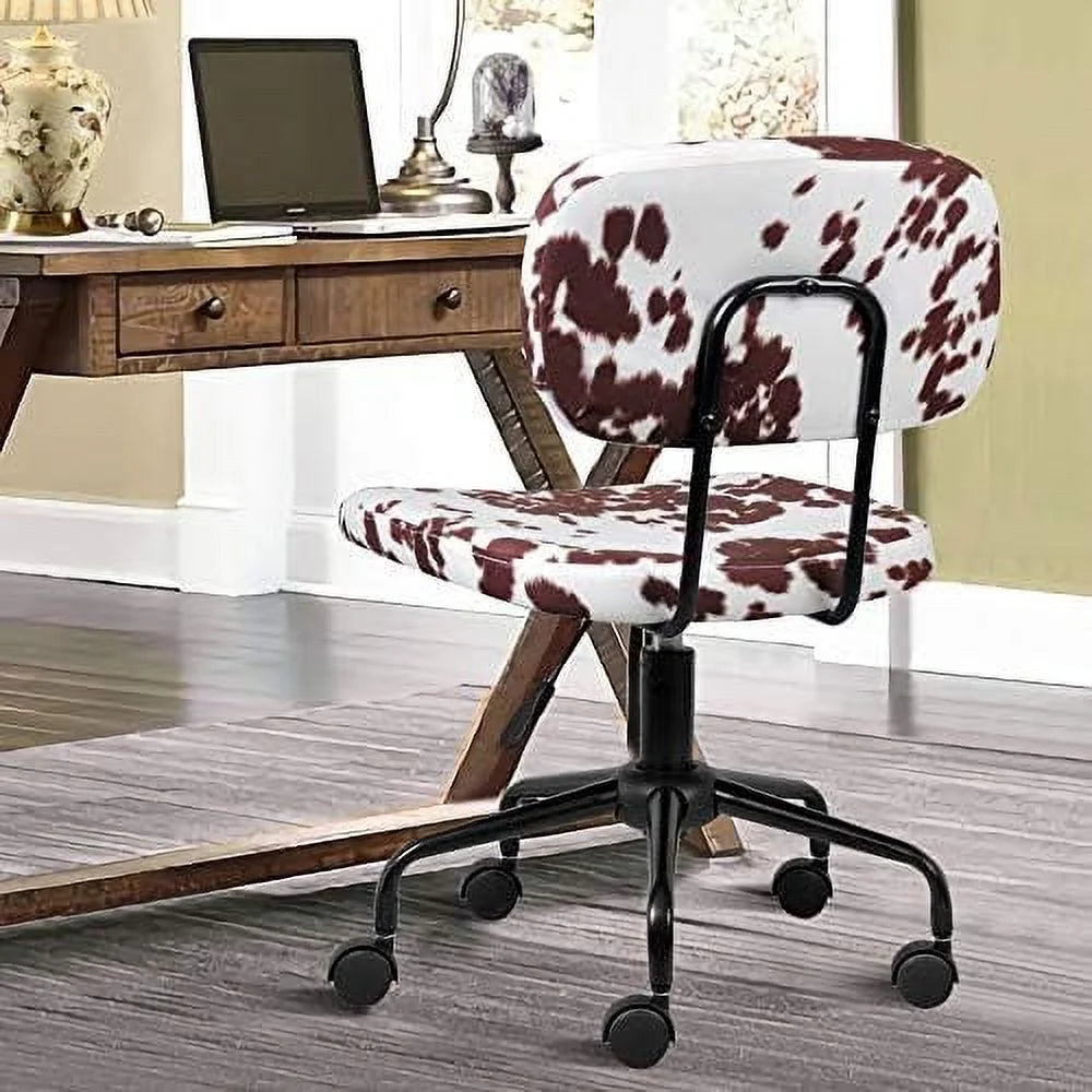 Plush Fabric Cow Print Swivel Office Chair A161430