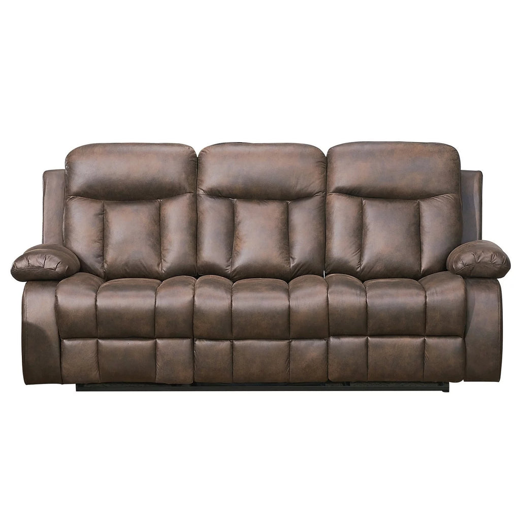 Brown Microfiber 3-Seat Manual Reclining Sofa T137