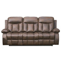 Brown Microfiber 3-Seat Manual Reclining Sofa T137