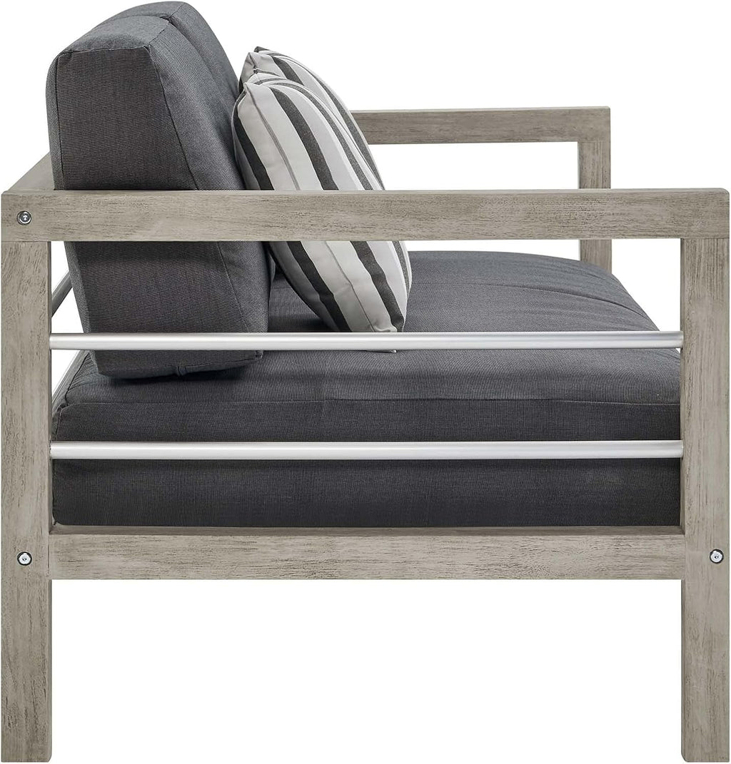 Light Gray Acacia Wood Patio Loveseat X5568