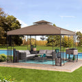 10 ft. x 12 ft. Steel Gazebo with 2-Tier Khaki Canopy S5394