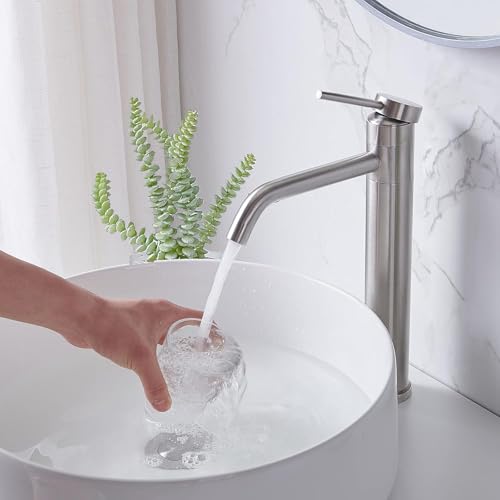 Brushed Nickel Single Hole Vessel Sink Faucet X800948