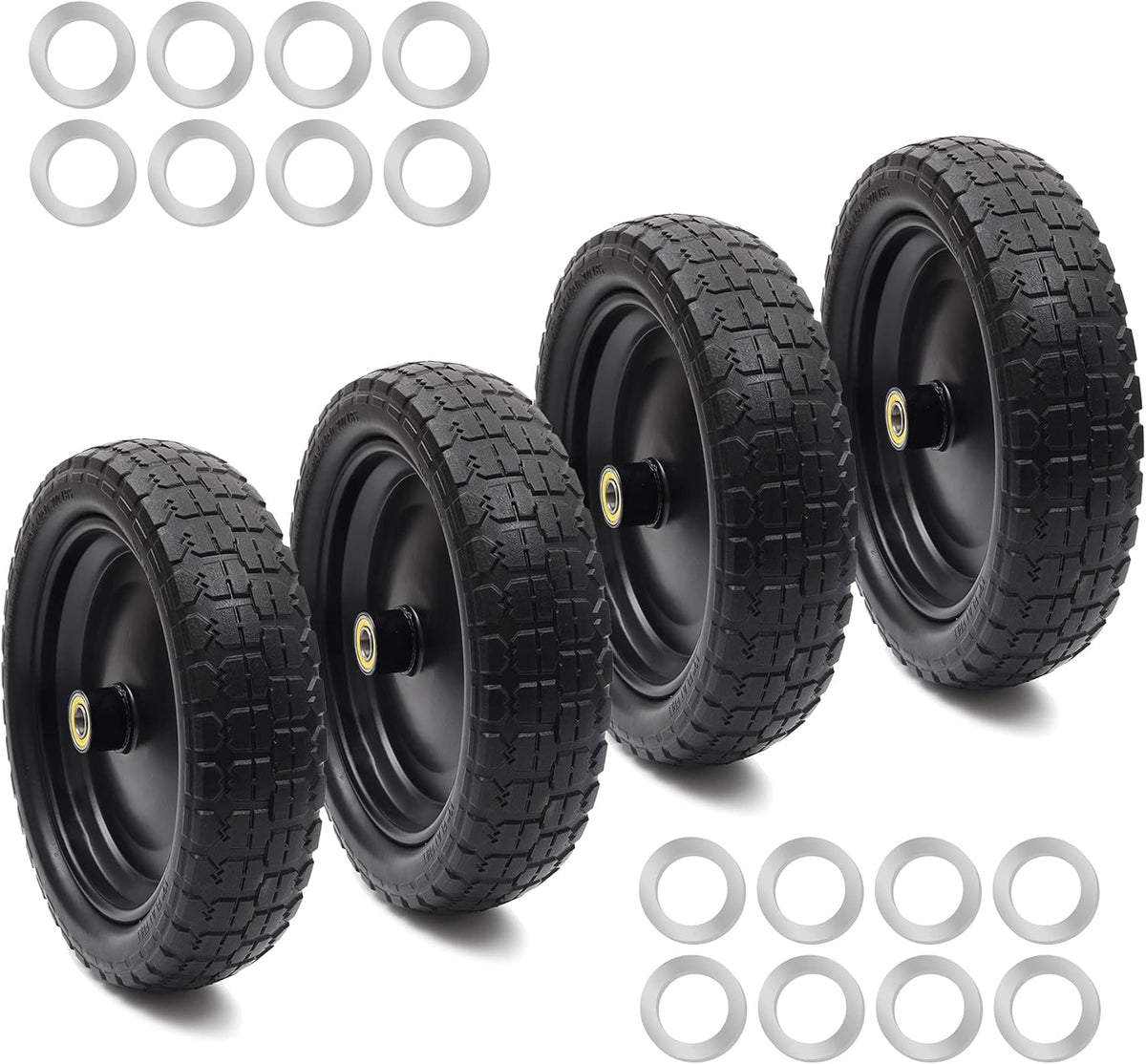 13'' Solid Polyurethane Flat-Free Tire and Wheel Assemblies 2-Pack H903