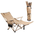 Beige Reclining Camping Lounge Chair with Footrest Y7796