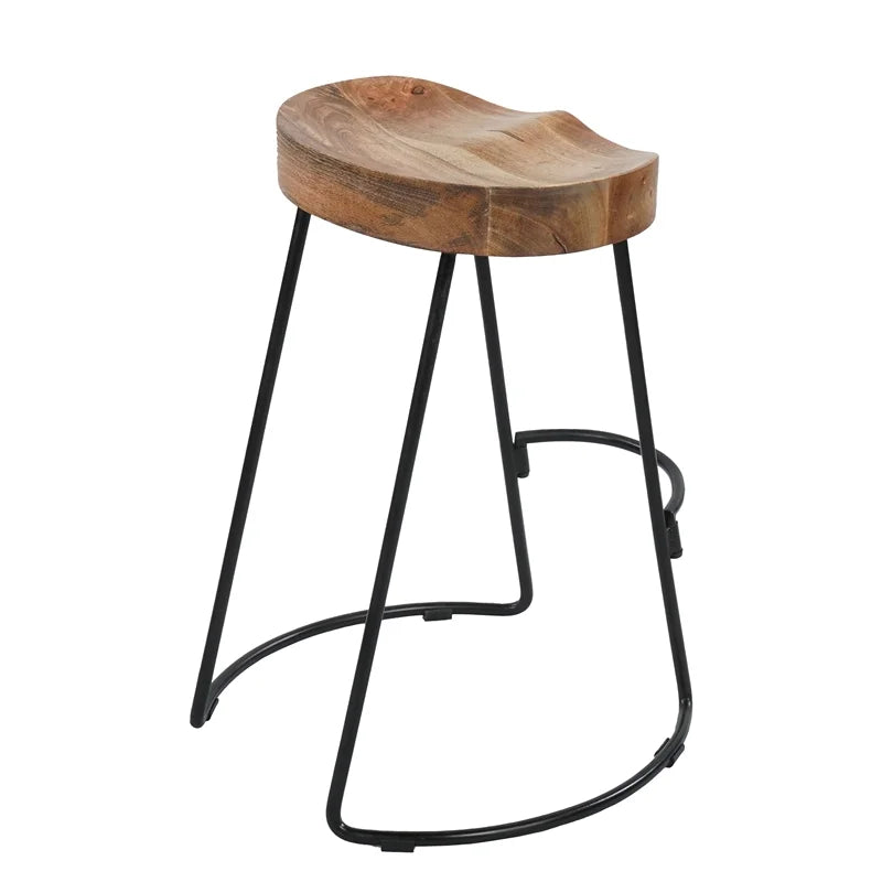 30" Mango Wood & Iron Barstool Set of 3 Y9252