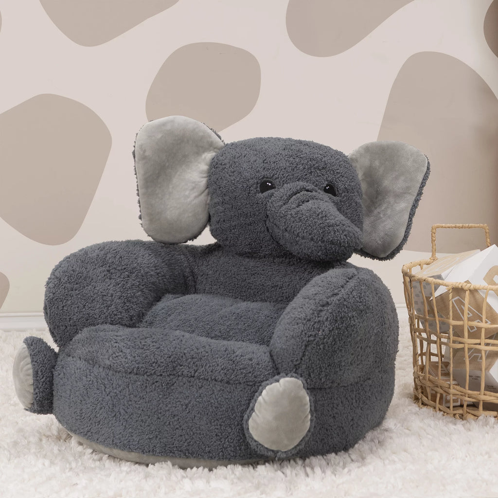 Plush Gray Elephant Toddler Chair M2051
