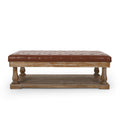 Cognac Brown Upholstered Rectangular Ottoman A169861