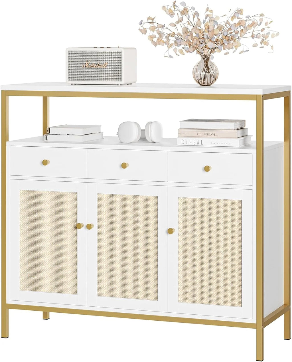 White Dresser with Drawers and Doors X14316