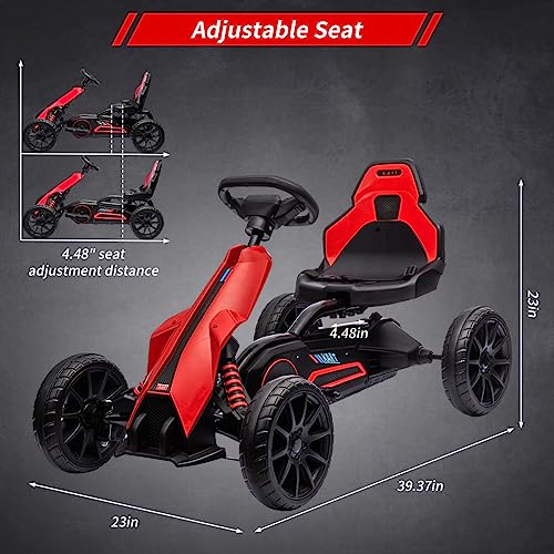 12V Electric Go Kart for Kids, 7Ah Battery Powered Car, Adjustable Seat, Red M439158