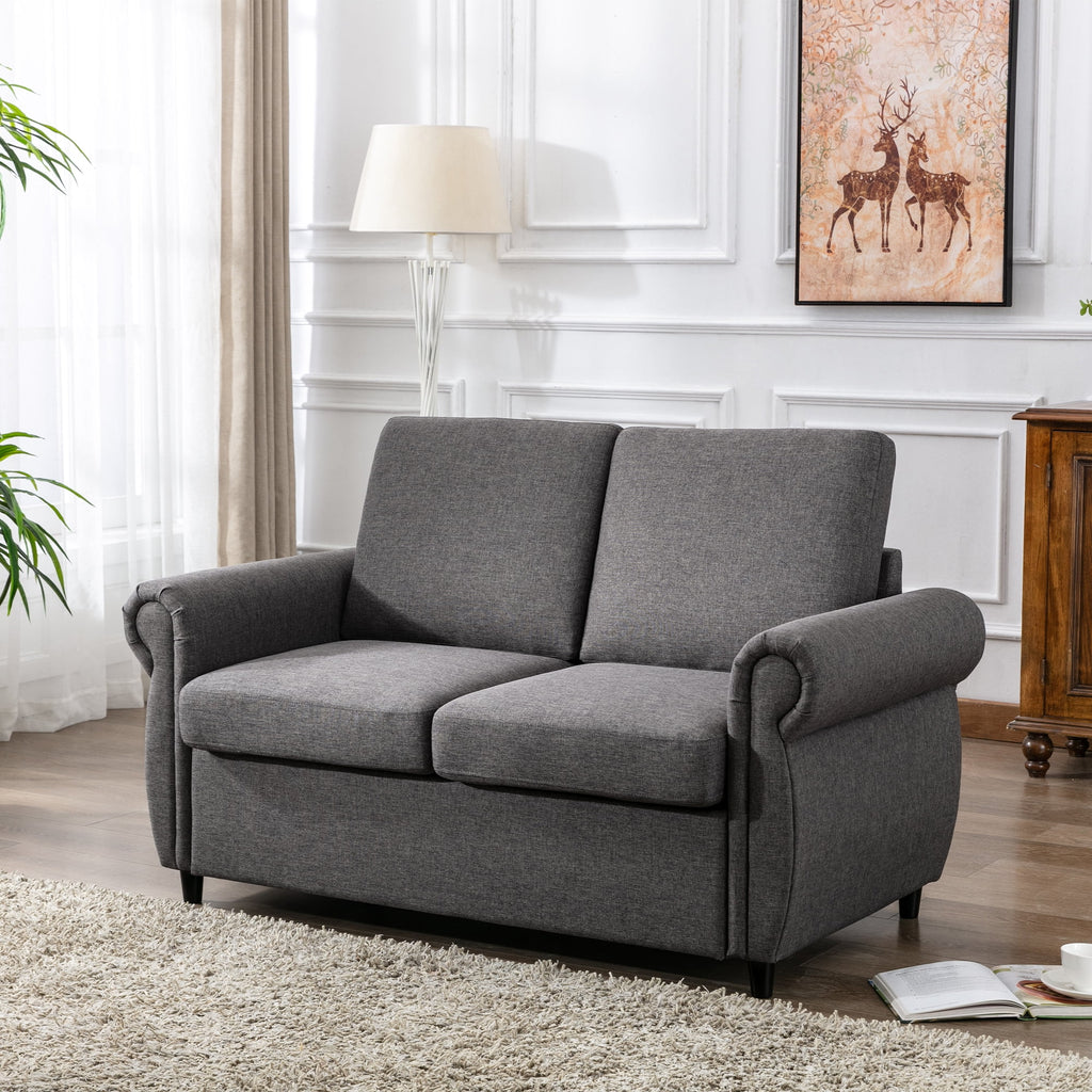 57.5" Gray Pull Out Sofa Bed with Twin Size Memory Mattress A19612