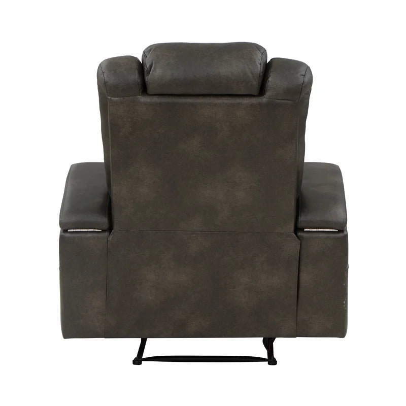 Brownish Gray Faux Leather Power Reclining Chair A127929