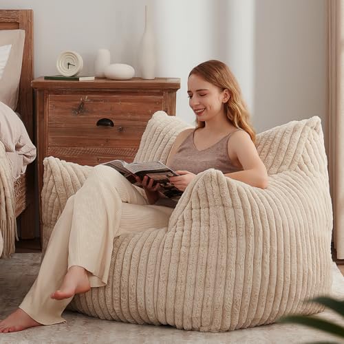 Fuzzy Bean Bag Chair with Armrests E204