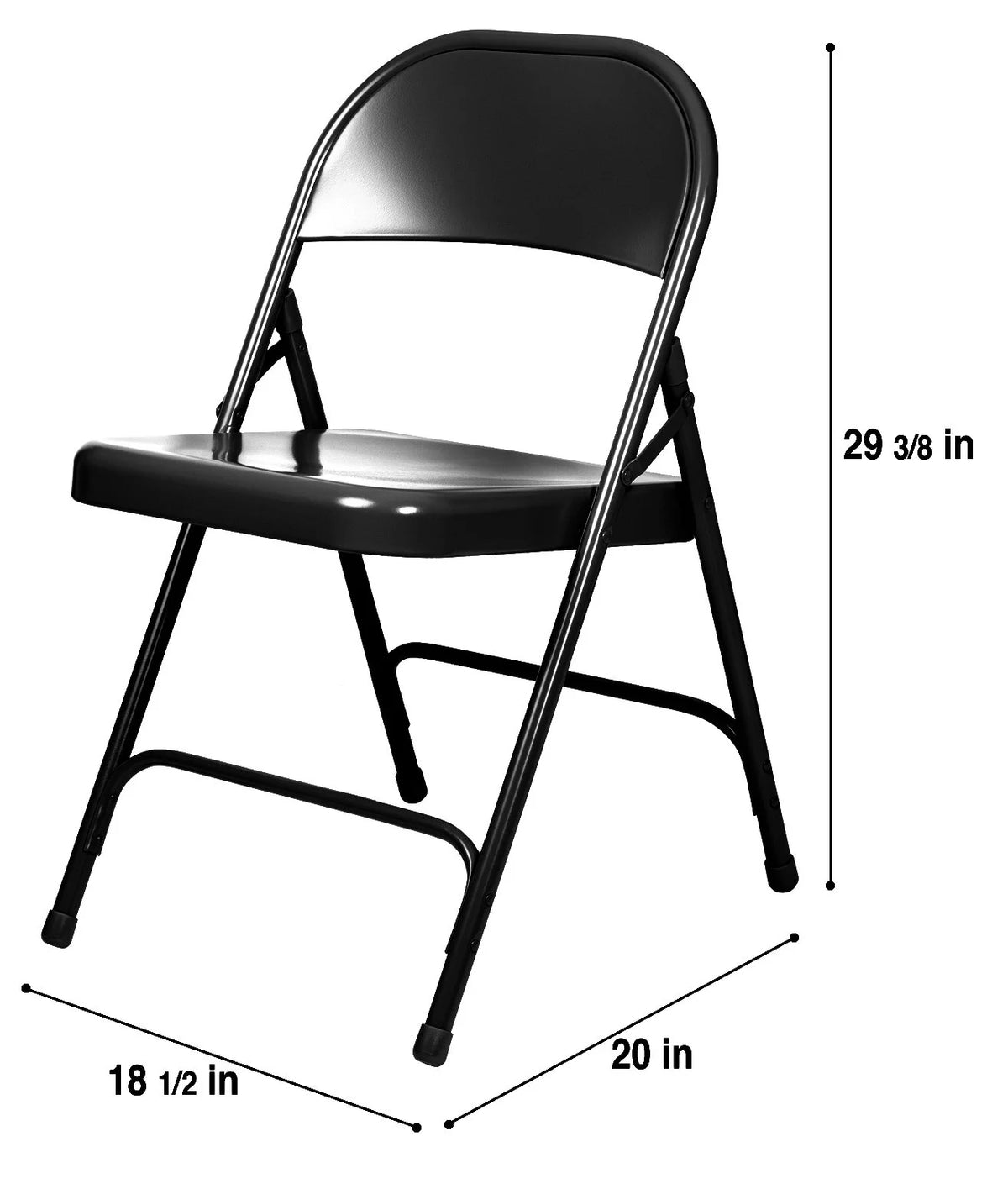 Black Steel Folding Chair, Pack of 4 Y9747