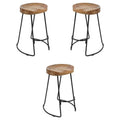 30" Mango Wood & Iron Barstool Set of 3 Y9252