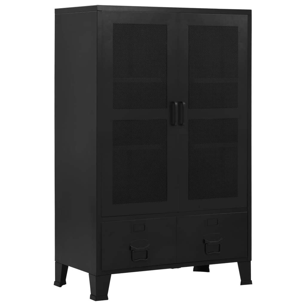 Black Steel Office Cabinet with Mesh Doors B323666