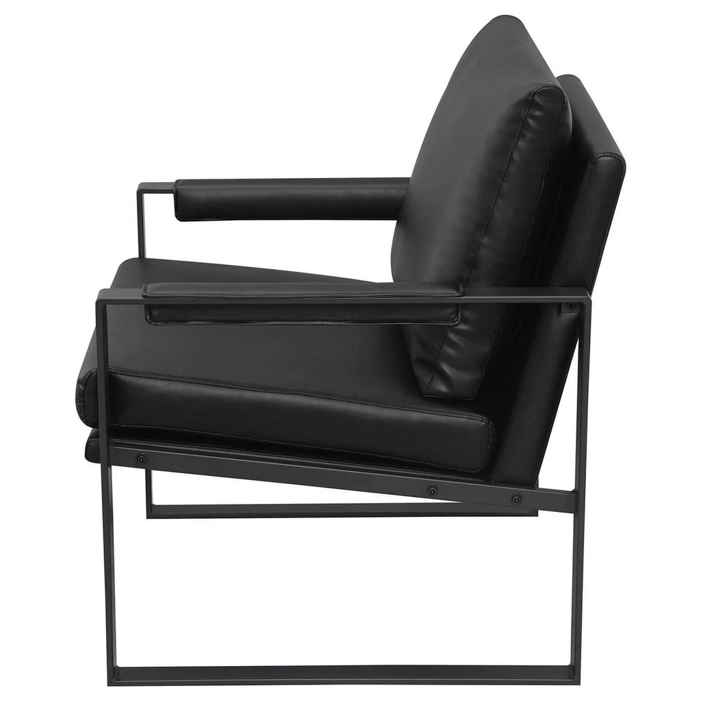 Black Faux Leather Accent Chair with Track Arms L58915