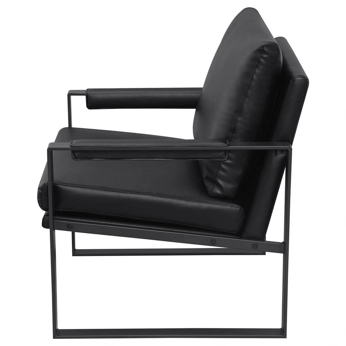 Black Faux Leather Accent Chair with Track Arms L58915
