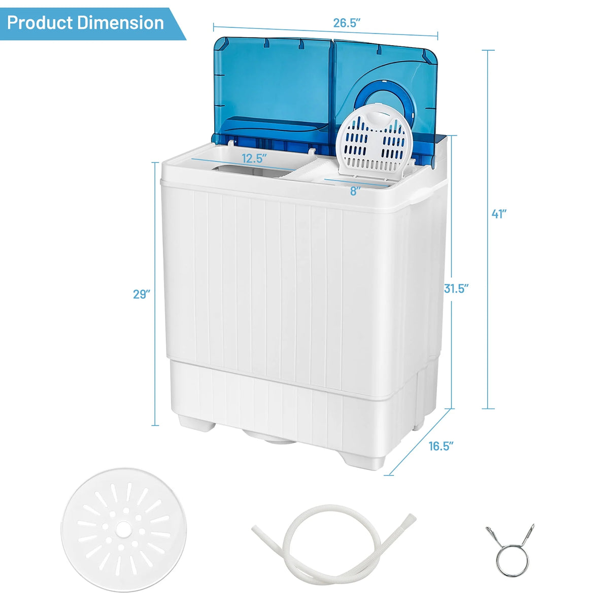 Portable Semi-automatic Washing Machine Blue A375959