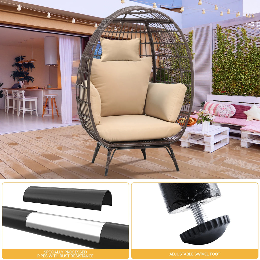 Egg Chair with Cushion Wicker PE Rattan Chair X404640