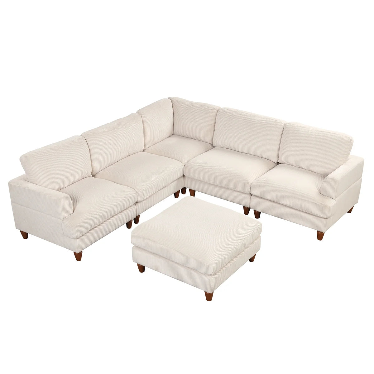 Beige Corduroy Modular Sectional Sofa with Chaise A18954