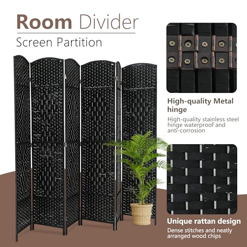 6FT Dark Brown Wooden Folding Room Divider H677554