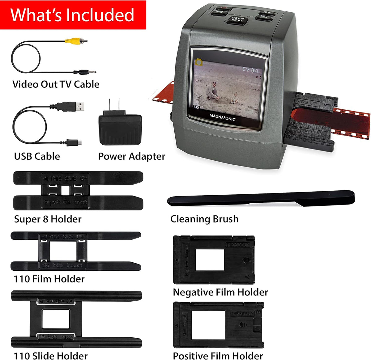 22MP Film Scanner with 2.4 LCD Screen and 128MB Built-in Memory L921341