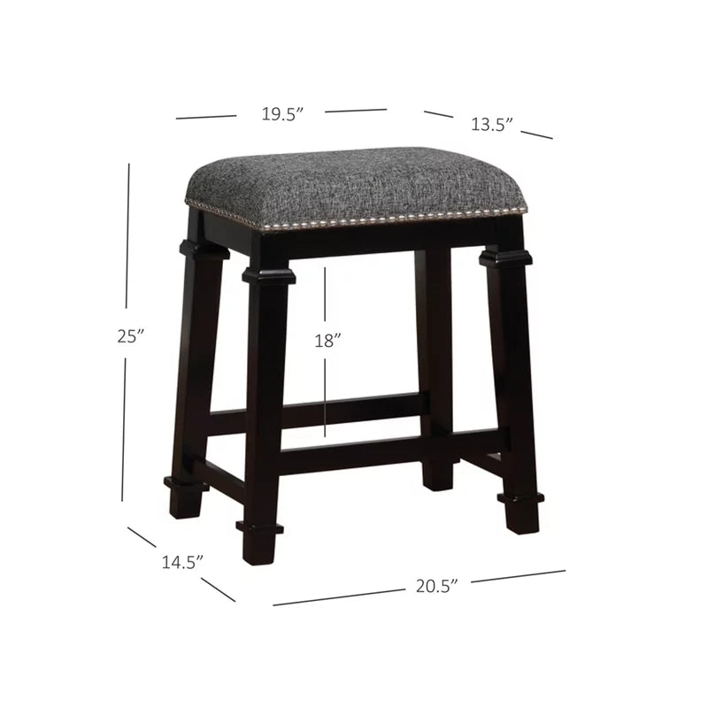 25" Black Wood Backless Counter Stool Y581