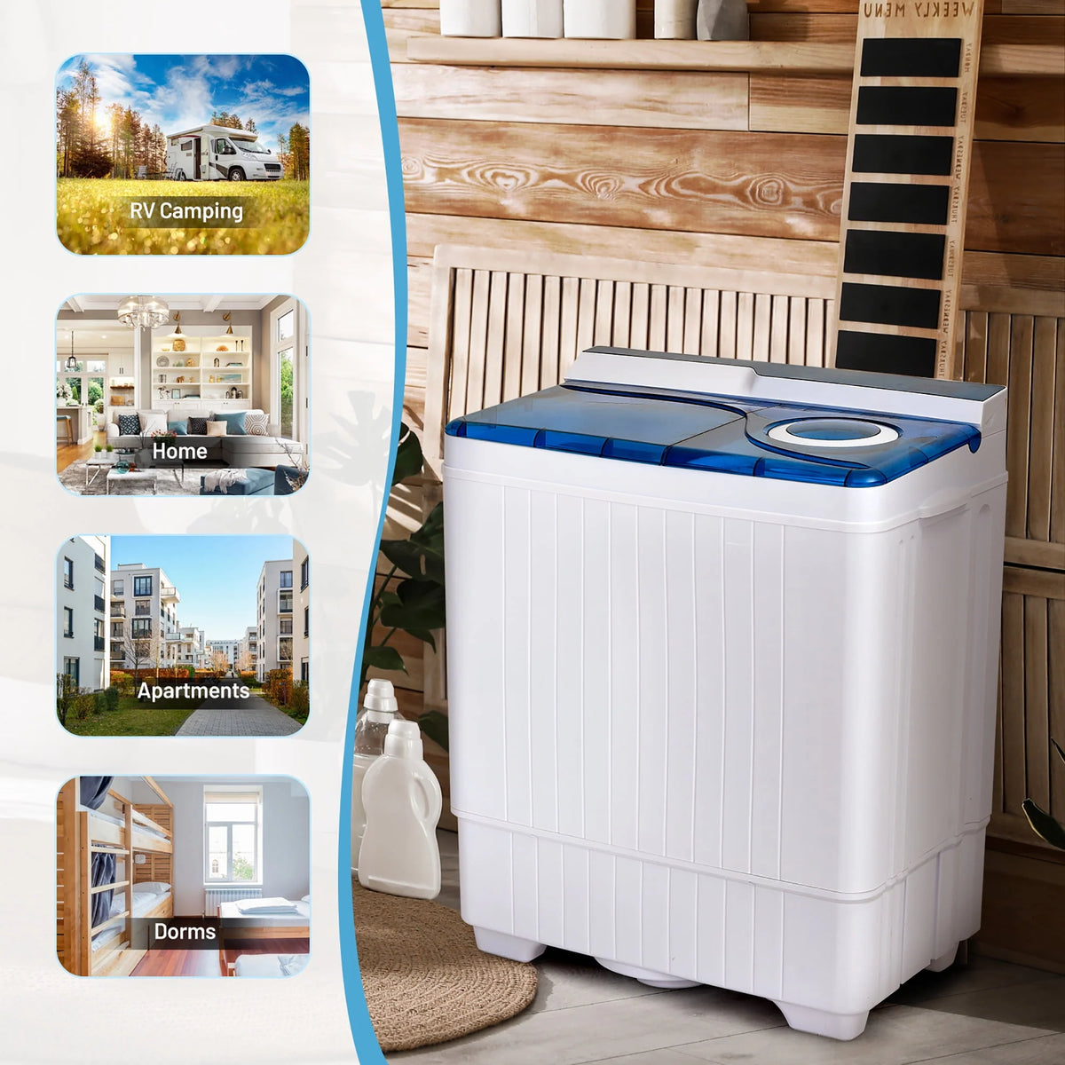 Portable Semi-automatic Washing Machine Blue A375959