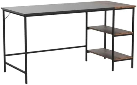 55” Computer Desk with 2-Tier Shelves Black U876
