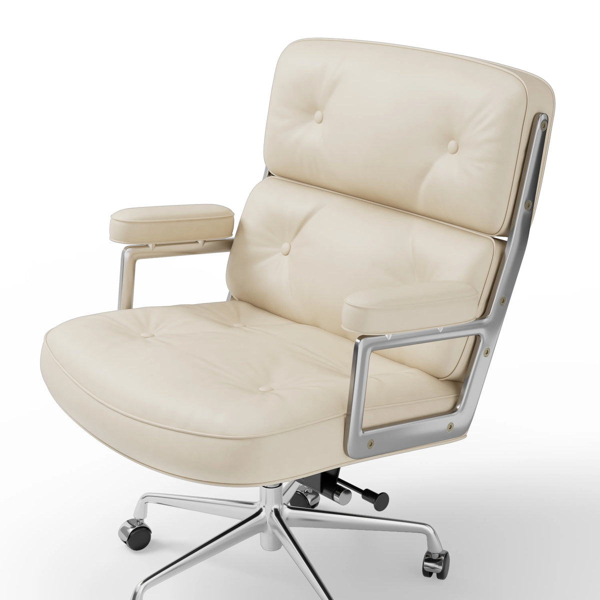 White Genuine Leather Office Chair I263798