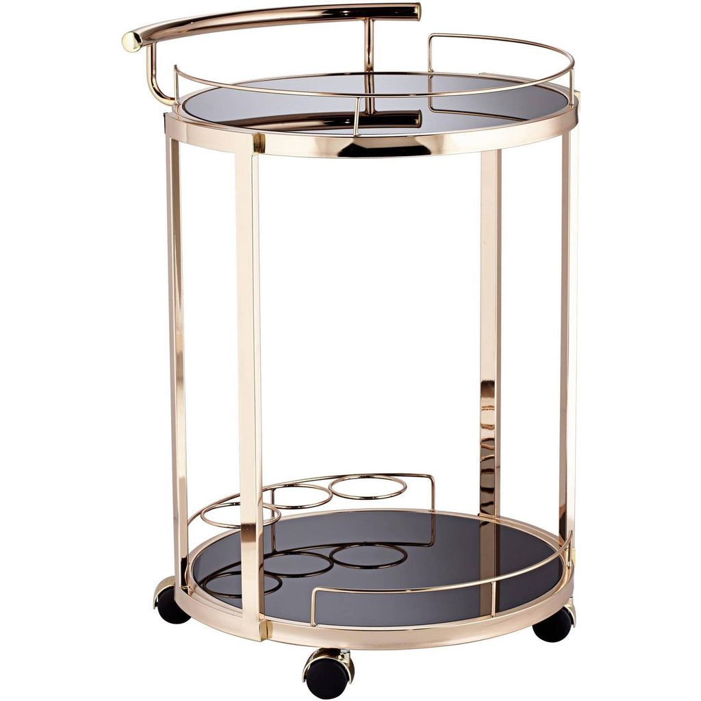 Round Black Glass Serving Cart Y9119