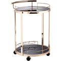 Round Black Glass Serving Cart Y9119