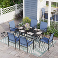 7 Piece Patio Dining Set with Blue Textilene Chairs and Rectangular Table L184