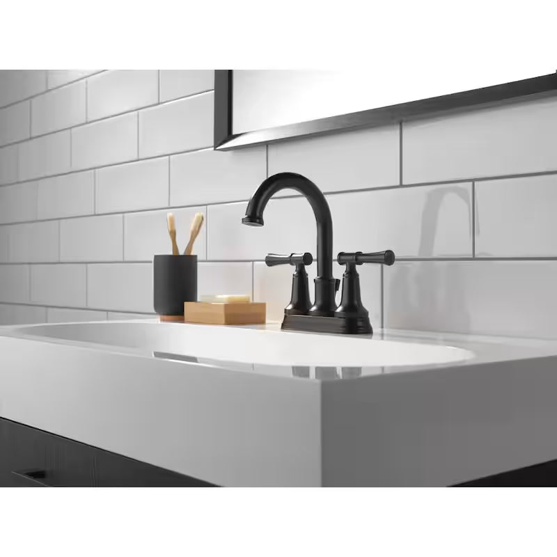 2-Handle Centerset Bathroom Faucet in Matte Black S7506
