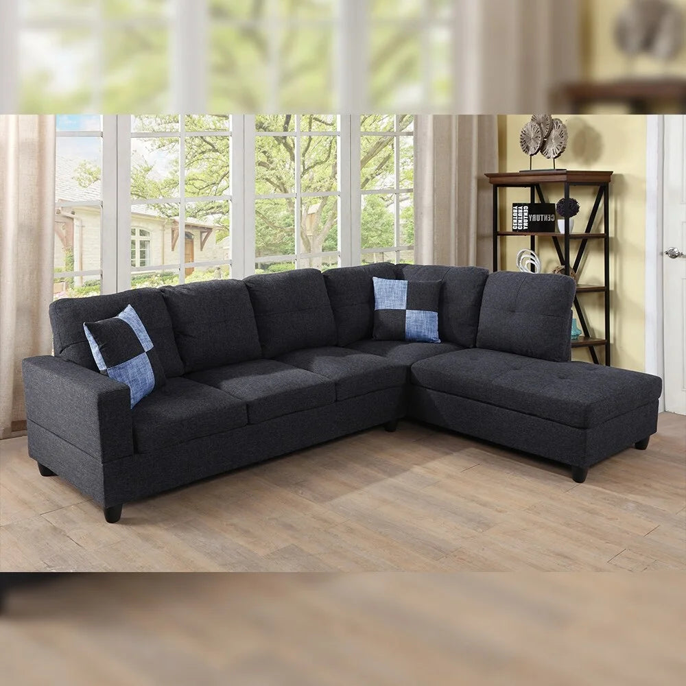 Gray Striped Right Chaise Sectional I77019