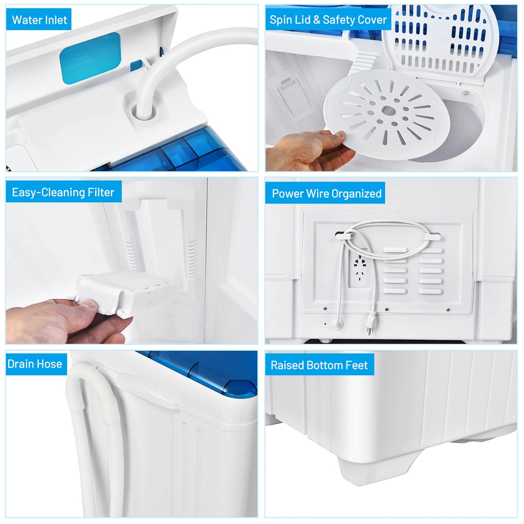 Portable Semi-automatic Washing Machine Blue A375959