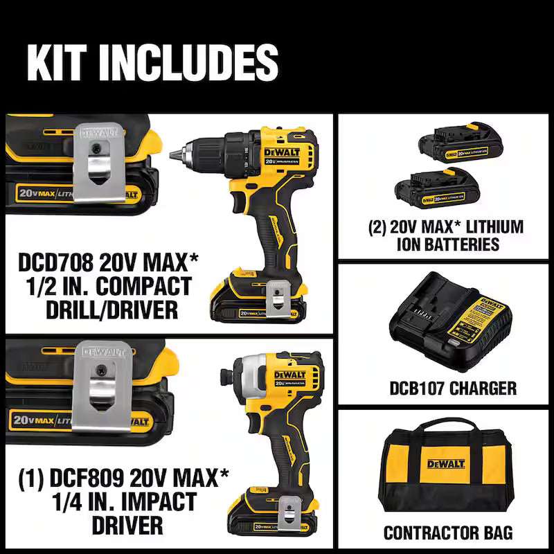 20V MAX Cordless Brushless Compact Drill/Impact 2 Tool Combo Kit I159057