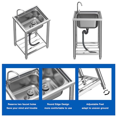 Single Bowl Stainless Steel Free Standing Kitchen Sink A85048