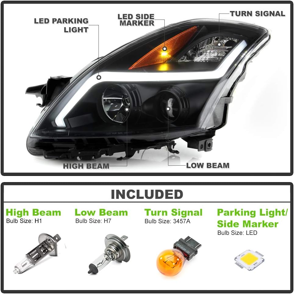 Black LED Projector Headlights Assembly B89286
