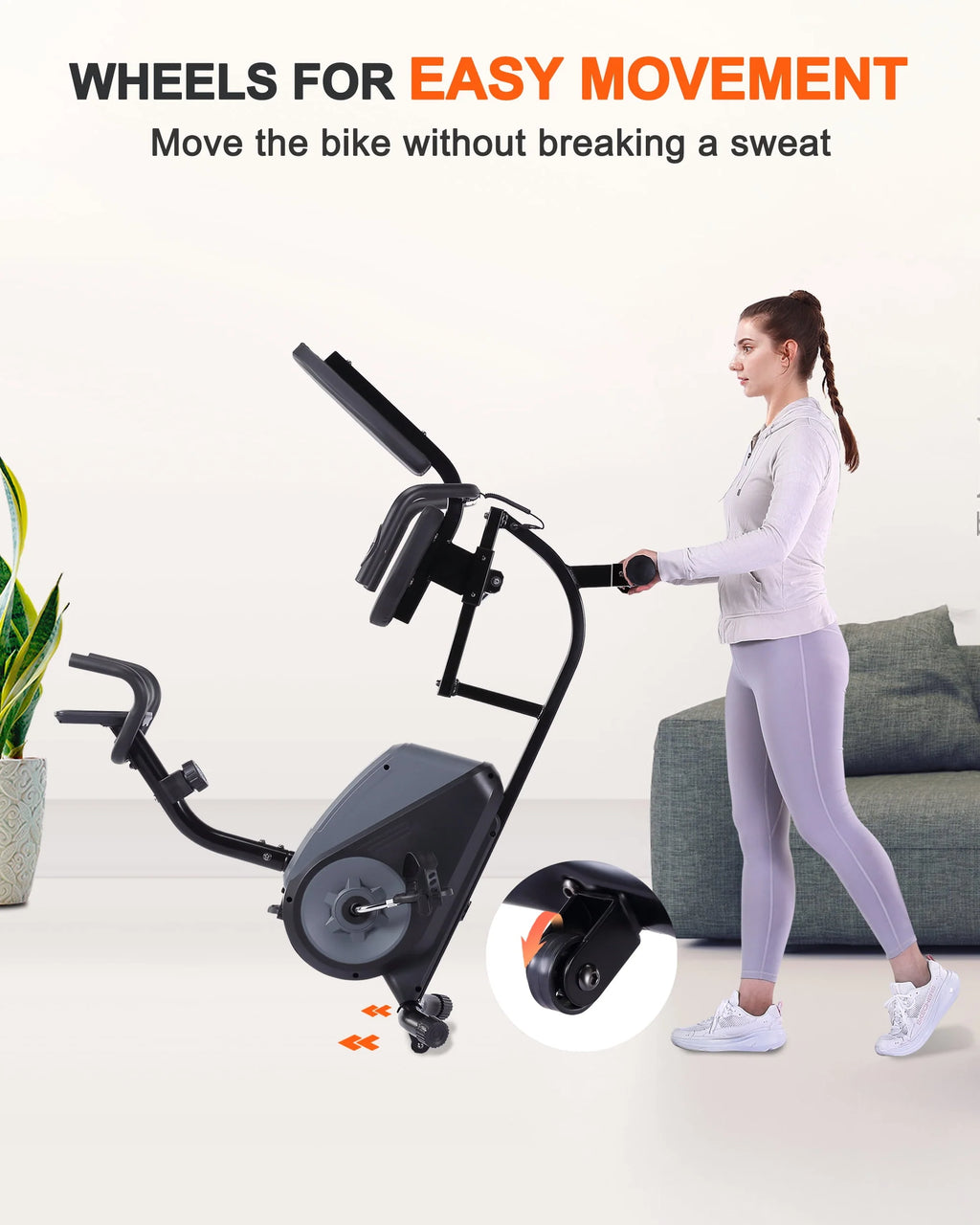 Recumbent Exercise Bike with 16 Levels Resistance 350 lb Weight Capacity Y764169