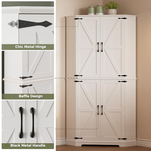 72" 6-Tier Corner Pantry Cabinet with Adjustable Shelves I703395