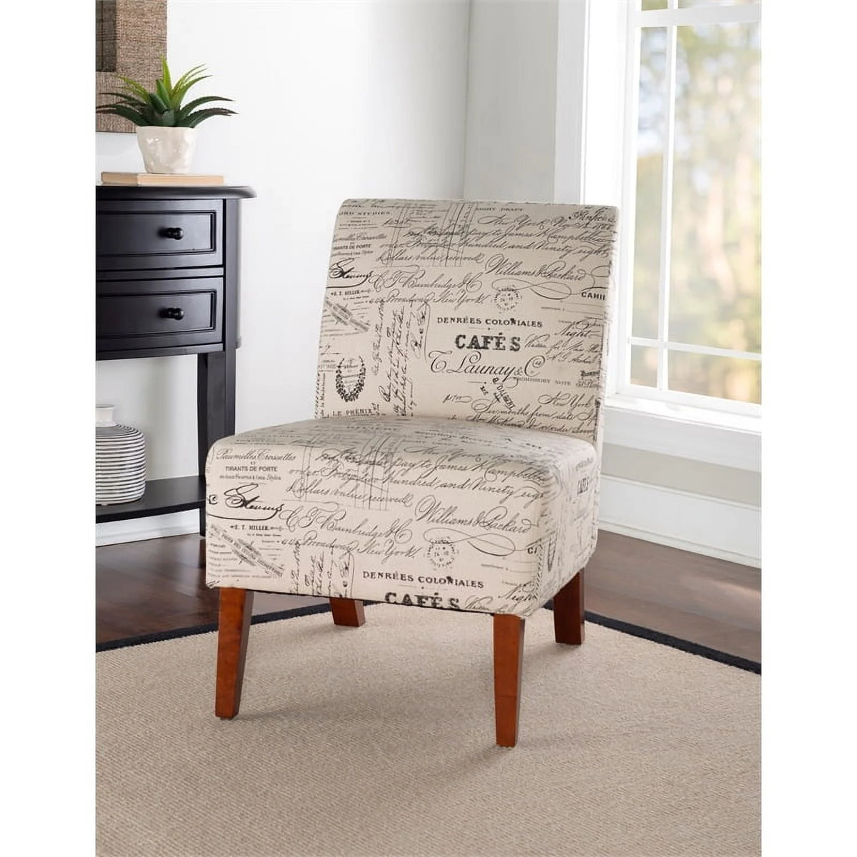 Contemporary Fabric Slipper Chair in Beige D599