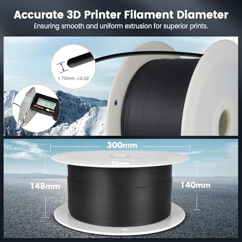 PLA 3D Printer Filament 1.75mm 1kg Spool Black Y34424