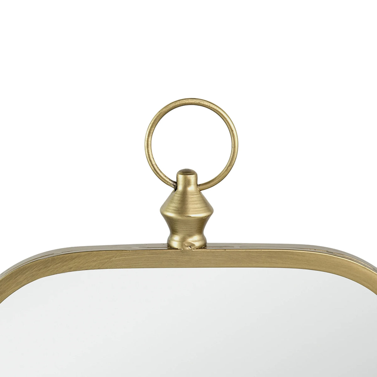 Gold Curved Notched Edges Wall Mirror with Ring - 36" A523499
