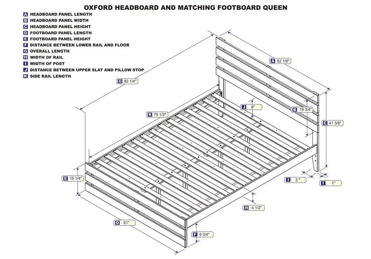Queen Bed with Footboard and USB Charger U90230